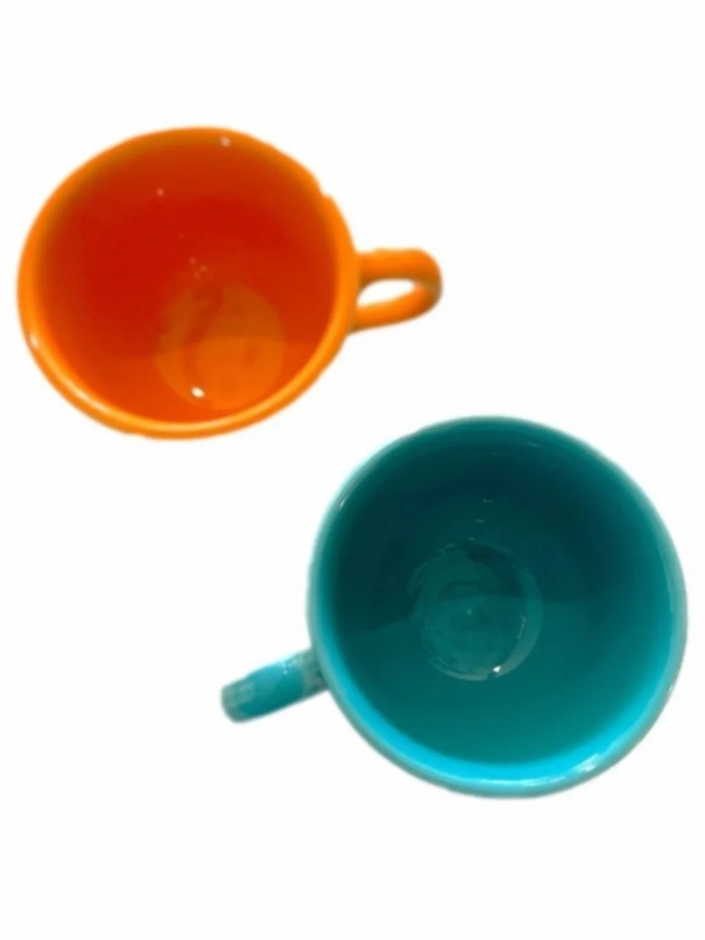 Set of 2 Fiestaware 8oz Handled Coffee/TeaCups Orange Turquoise Homer Mug